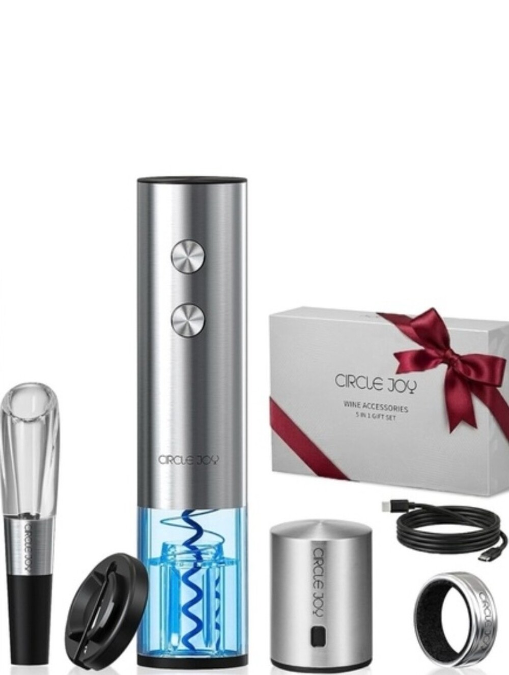 5 In 1 Wine Accessory Gift Set w/ Electric Rechargable Wine Opener NIB! - Picture 6 of 6